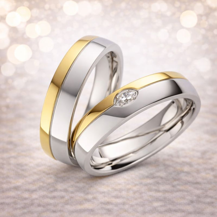 Eheringe & Partnerringe „MARQUIA“ aus Edelstahl 316L mit Zirkonia inkl. Gravur ab Größe 48 | AB 2042