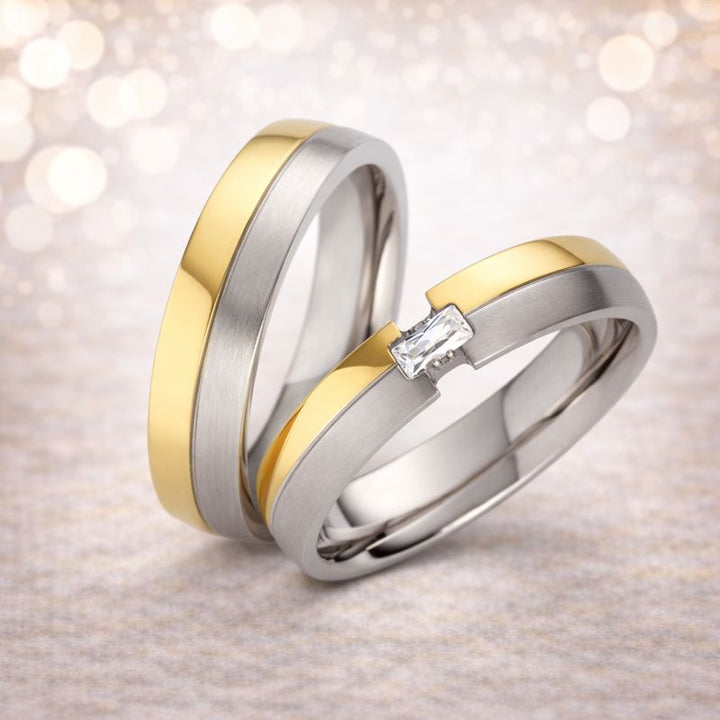 Eheringe & Partnerringe „BAGUERA“ aus Edelstahl 316L mit Zirkonia inkl. Gravur ab Größe 48 | AB 2044