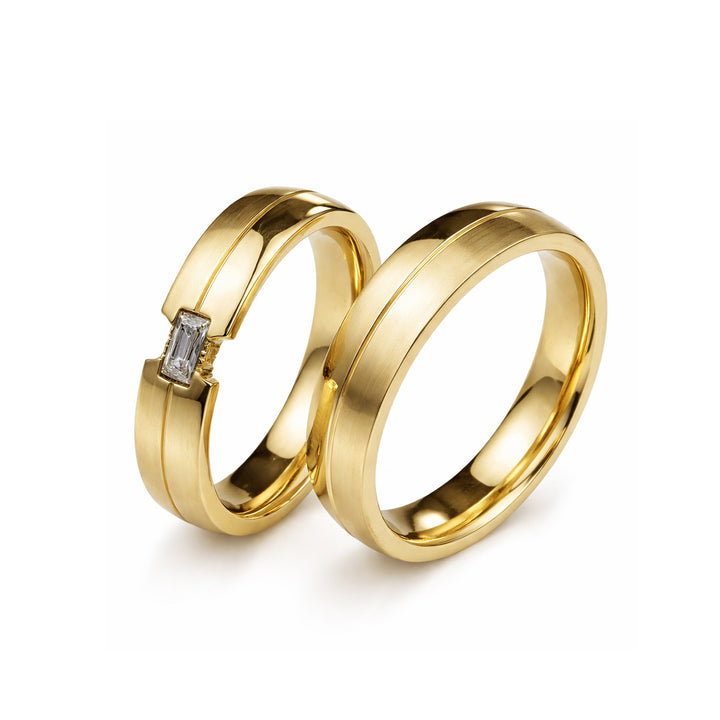 Eheringe & Partnerringe „AUREVIO“ aus Edelstahl 316L mit hochwertiger PVD-Goldbeschichtung | AB 3110