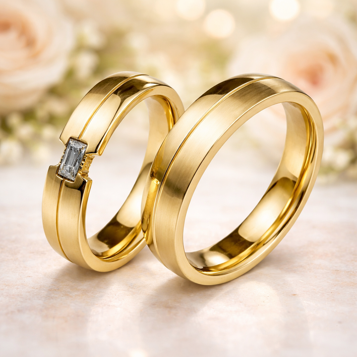 Eheringe & Partnerringe „AUREVIO“ aus Edelstahl 316L mit hochwertiger PVD-Goldbeschichtung | AB 3110
