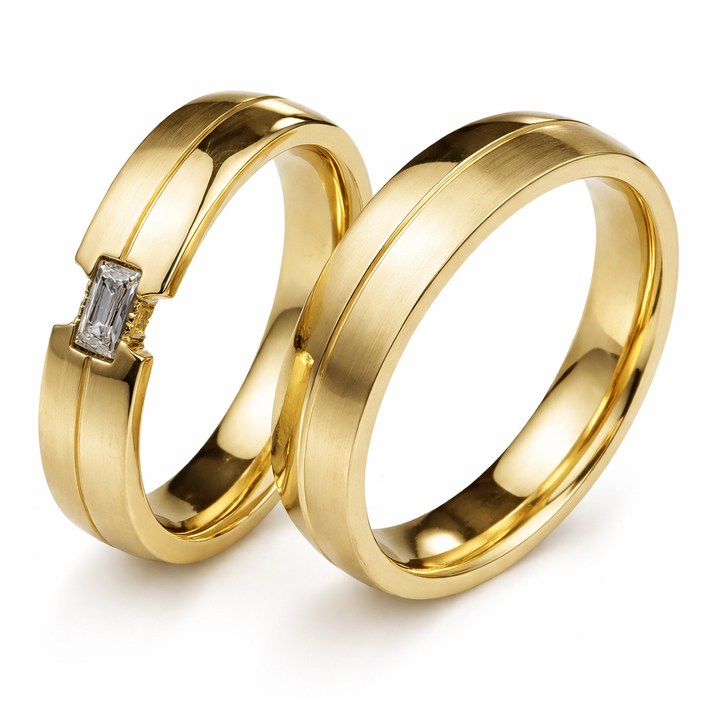 Eheringe & Partnerringe „AUREVIO“ aus Edelstahl 316L mit hochwertiger PVD-Goldbeschichtung | AB 3110