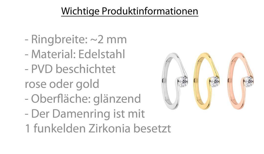 Verlobungsringe aus Edelstahl mit Zirkonia | AB 3428