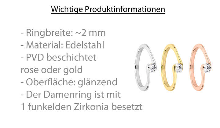 Verlobungsringe aus Edelstahl mit Zirkonia | AB 3428