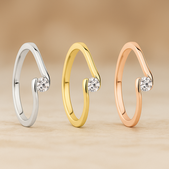 Verlobungsringe aus Edelstahl mit Zirkonia | AB 3428