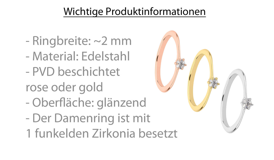 Verlobungsringe aus Edelstahl mit Zirkonia | AB 3434