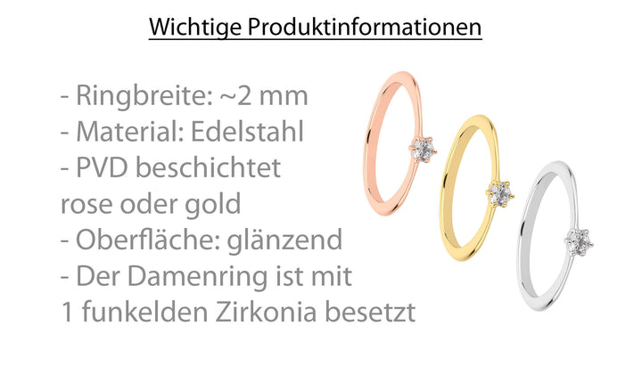 Verlobungsringe aus Edelstahl mit Zirkonia | AB 3434