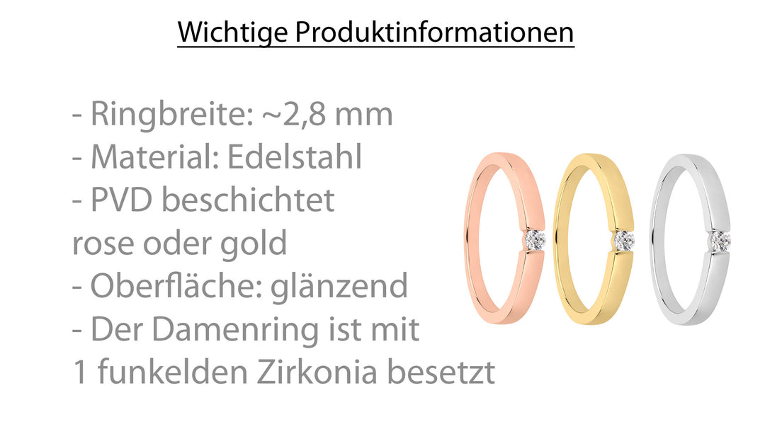 Verlobungsringe aus Edelstahl mit Zirkonia | AB 3454