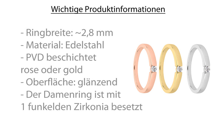 Verlobungsringe aus Edelstahl mit Zirkonia | AB 3454