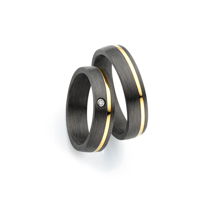 Ehe - Partnerringe aus Titan und Carbon mit Diamant ink. Gravur | AB 3932