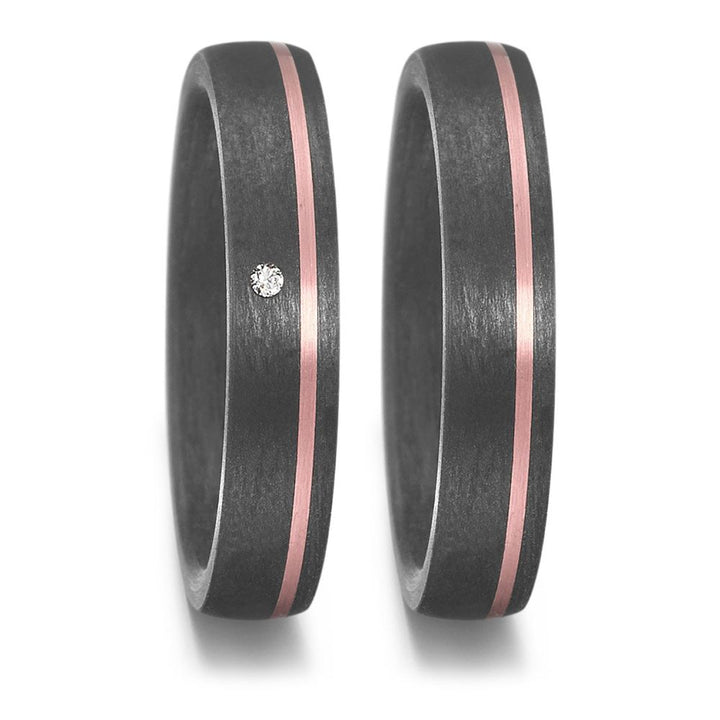 Ehe - Partnerringe aus Titan und Carbon mit Diamant ink. Gravur | Modell AB 3934