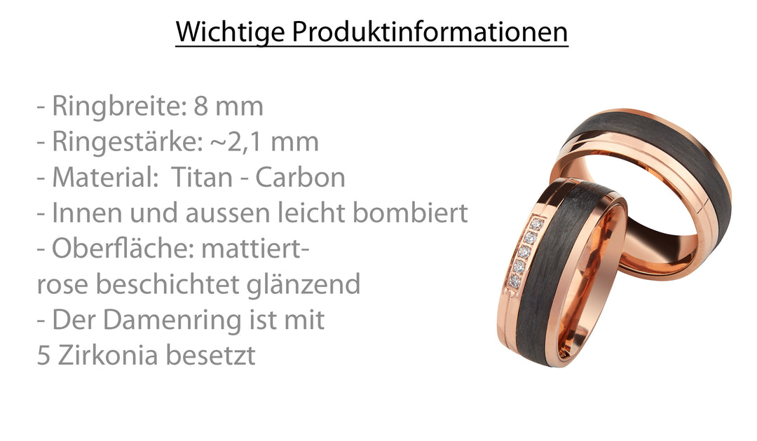 Partnerringe Titan & Carbon Roségold – CarbonRose Prime | AB3950