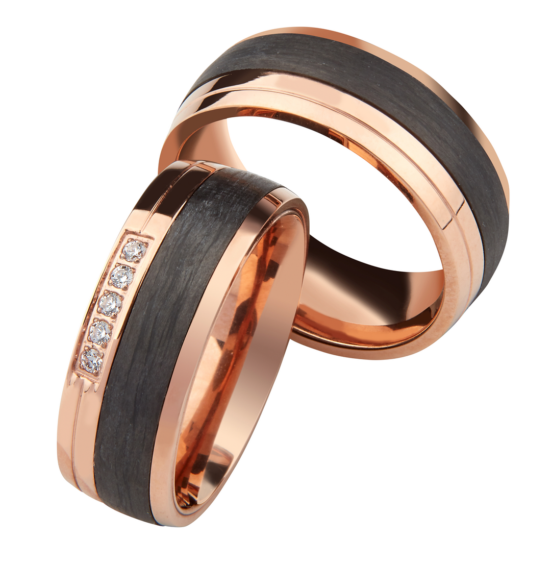 Partnerringe Titan & Carbon Roségold – CarbonRose Prime | AB3950