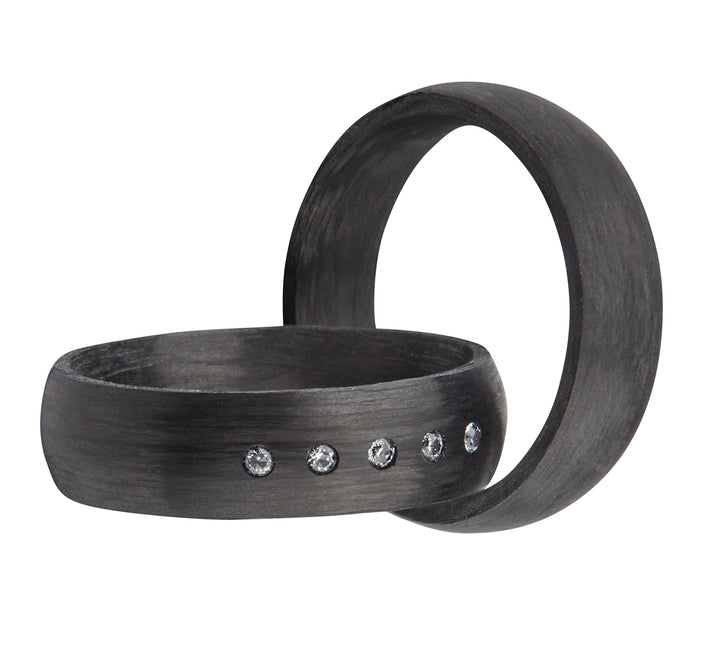Partnerringe Carbon – CarbonLuma Five mit 5 Zirkonia | AB3954