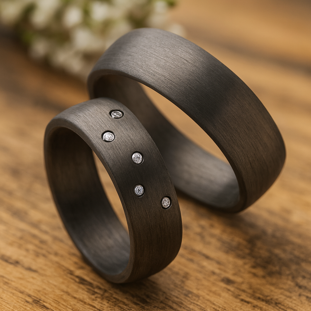 Partnerringe Carbon – CarbonLux Five mit Diamanten | AB4284