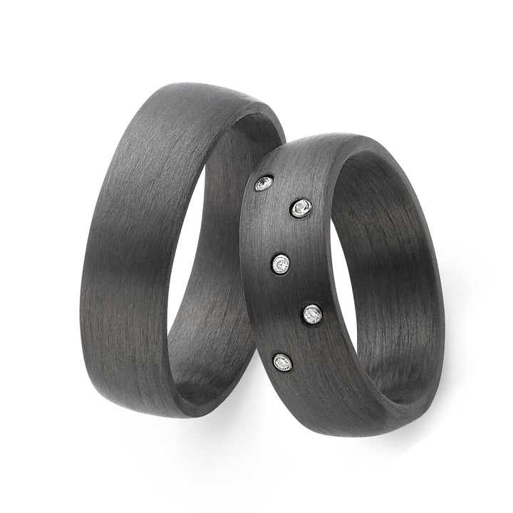 Partnerringe Carbon – CarbonLux Five mit Diamanten | AB4284