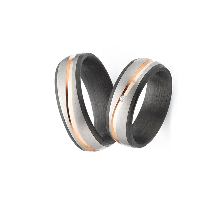 Partnerringe Titan & Carbon Roségold – Diamant - RoseChannel | Modell AB4286