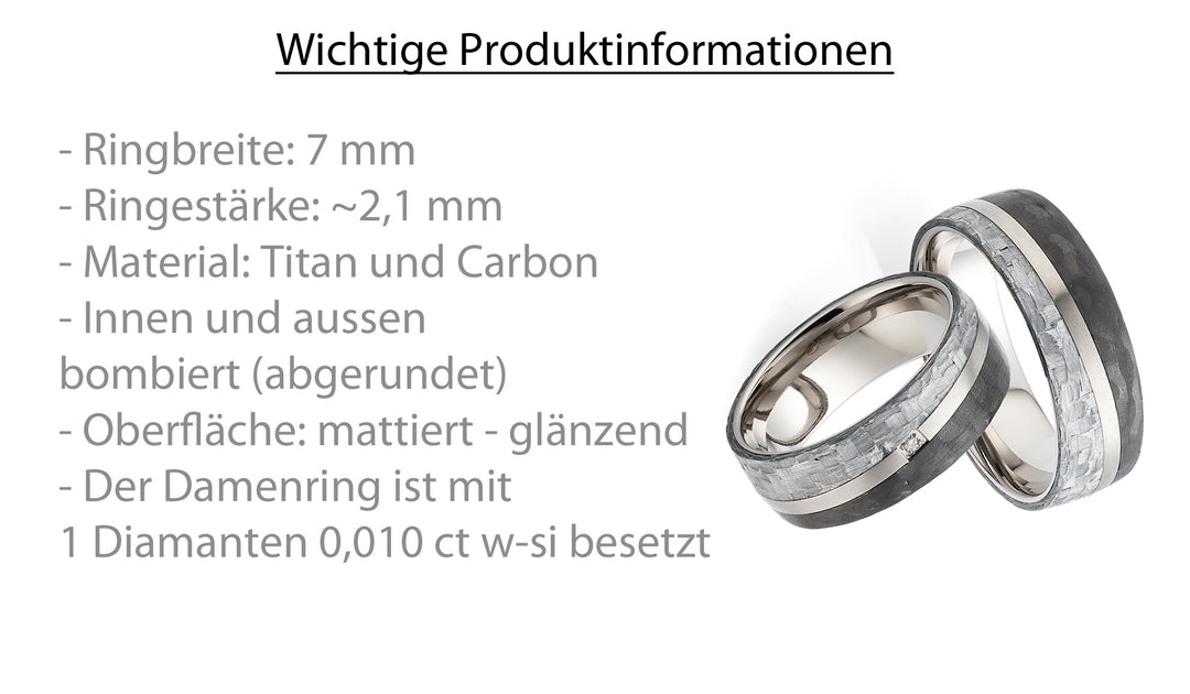 Partnerringe Titan & eisgraues Carbon – CarbonTitan FrostLine Arctic | Modell AB 4288