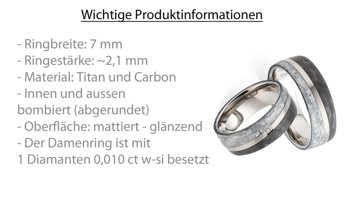 Partnerringe Titan & eisgraues Carbon – CarbonTitan FrostLine Arctic | Modell AB 4288