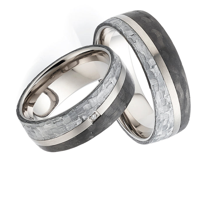 Partnerringe Titan & eisgraues Carbon – CarbonTitan FrostLine Arctic | Modell AB 4288