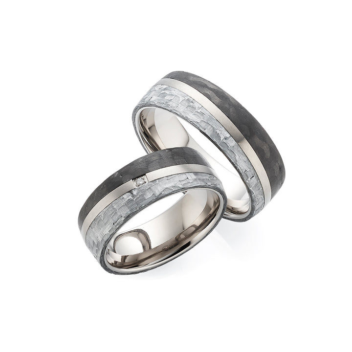 Partnerringe Titan & eisgraues Carbon – CarbonTitan FrostLine Arctic | Modell AB 4288