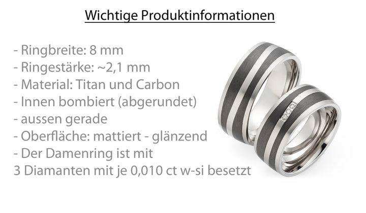 Partnerringe Titan & Carbon – Diamant - CarbonTitan StrongLine | AB4290