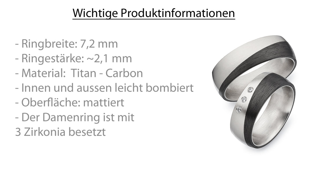 Partnerringe Titan & Carbon – CarbonNova 7 mit Zirkonia | AB4636