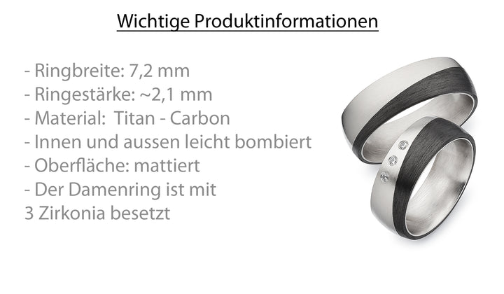 Partnerringe Titan & Carbon – CarbonNova 7 mit Zirkonia | AB4636
