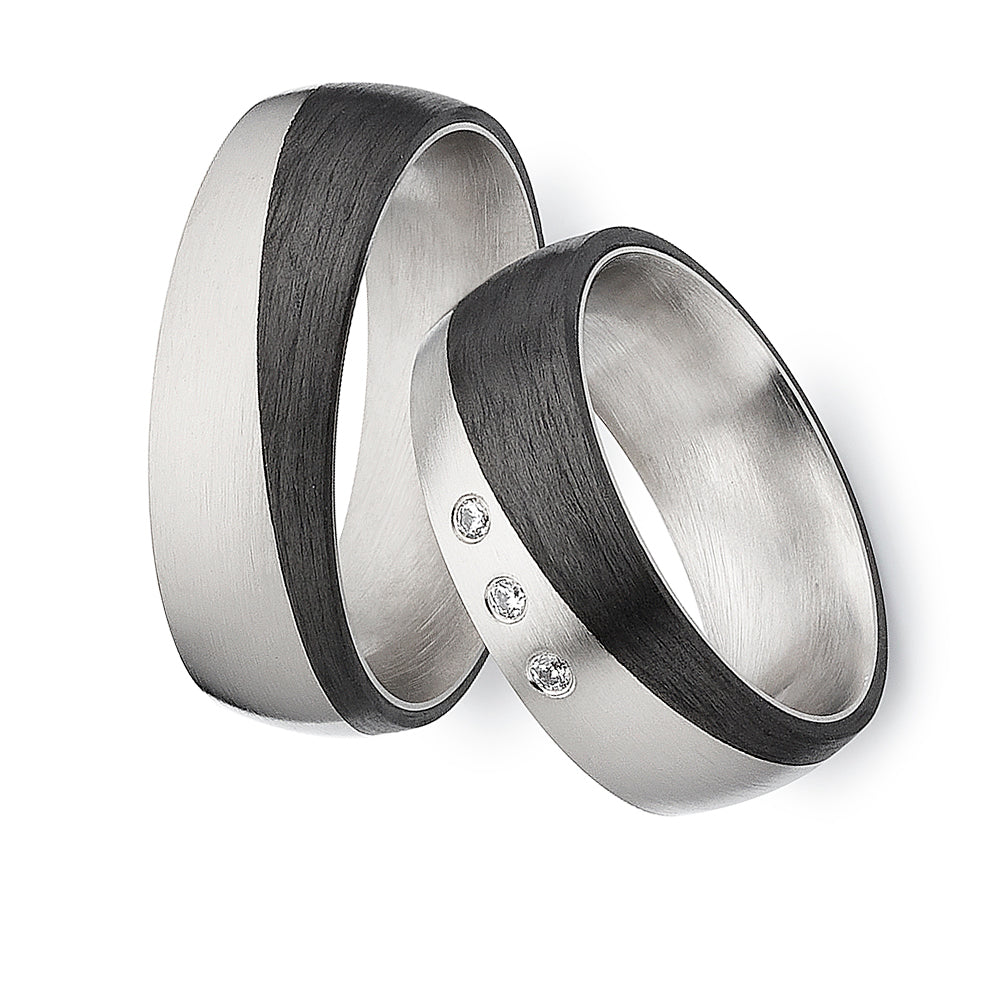 Partnerringe Titan & Carbon – CarbonNova 7 mit Zirkonia | AB4636