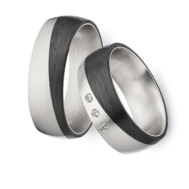 Partnerringe Titan & Carbon – CarbonNova 7 mit Zirkonia | AB4636
