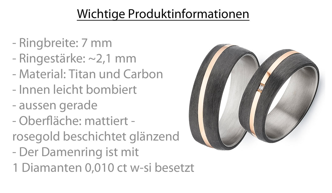 Partnerringe Titan & Carbon Roségold – CarbonTitan RoseLine | AB4638