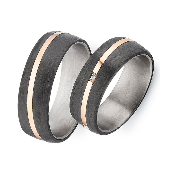 Partnerringe Titan & Carbon Roségold – CarbonTitan RoseLine | AB4638