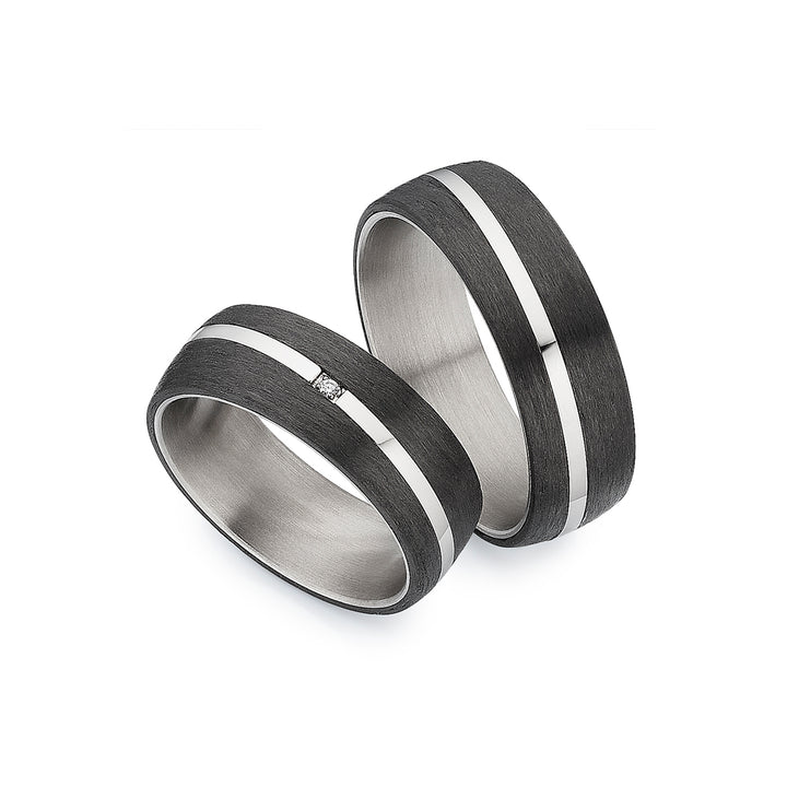 Partnerringe Titan & Carbon mit Diamant – CarbonTitan DualEdge| Modell AB 4642
