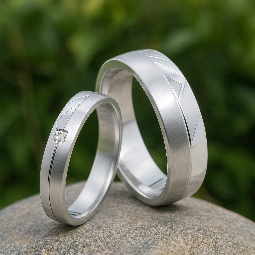 Silver Pure – Ehe-, Partnerringe & Freundschaftsringe aus Titan und Edelstahl mit Zirkonia | AB 4824
