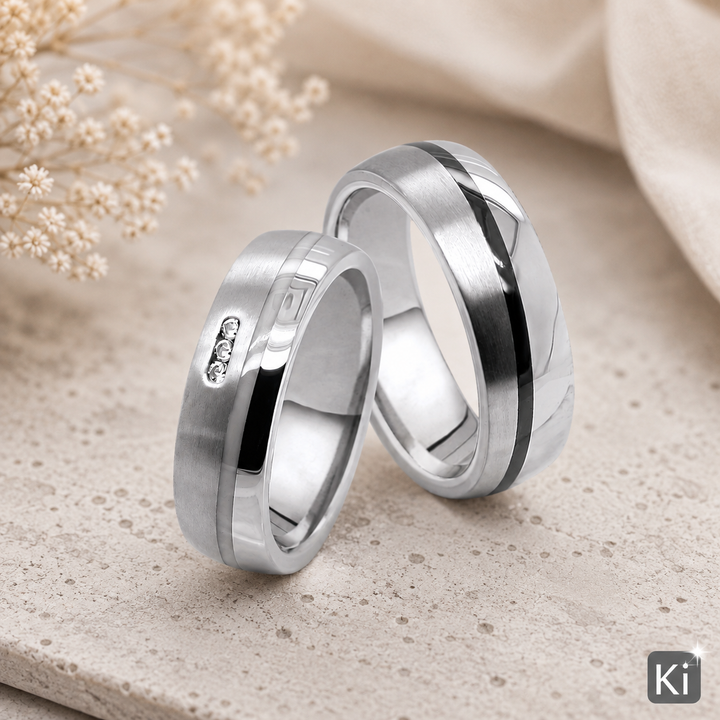 Titan Ceramic Duo – Ehe- & Partnerringe Titan mit Keramik & Zirkonia | AB 4832