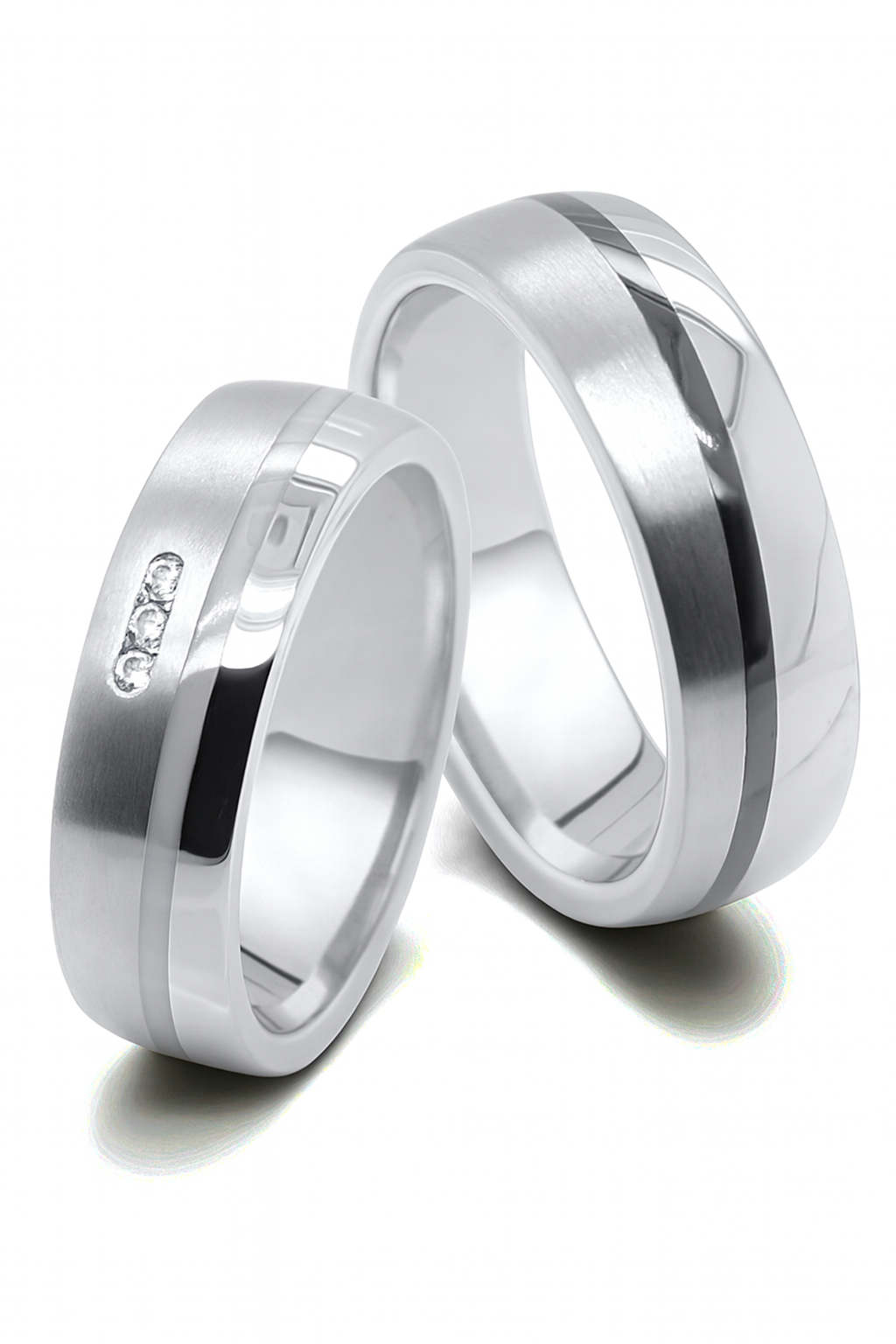Ehe- Partnerrringe aus Titan, Edelstahl und Keramic mit Zirkonia ink.  Gravur | AB 4832