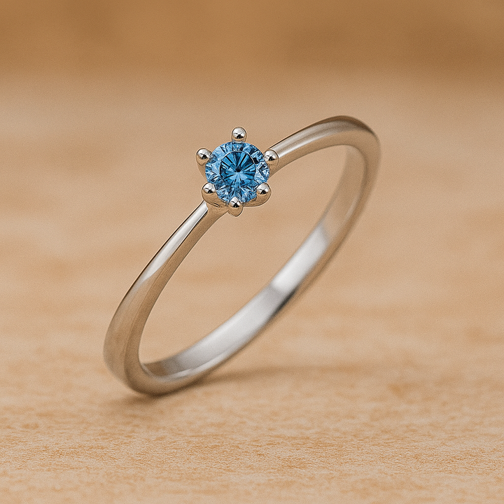 Verlobungsringe  Ocean Sky aus Weißgold mit Blauen Diamant | B-VR-034