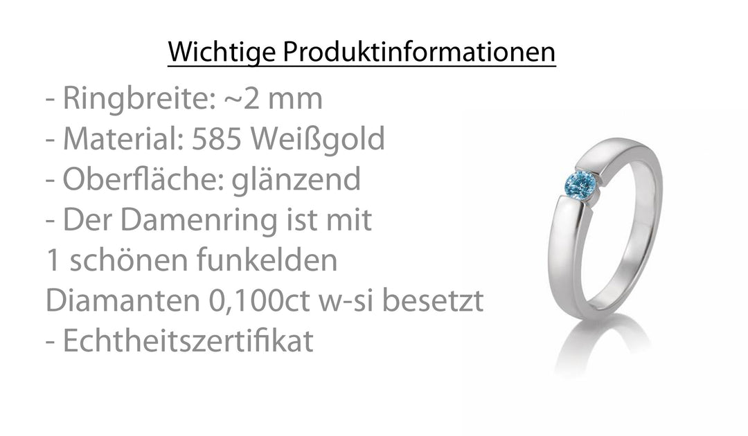 Verlobungsringe  Ocean Sky aus Weißgold mit Blauen Diamant | B-VR-036