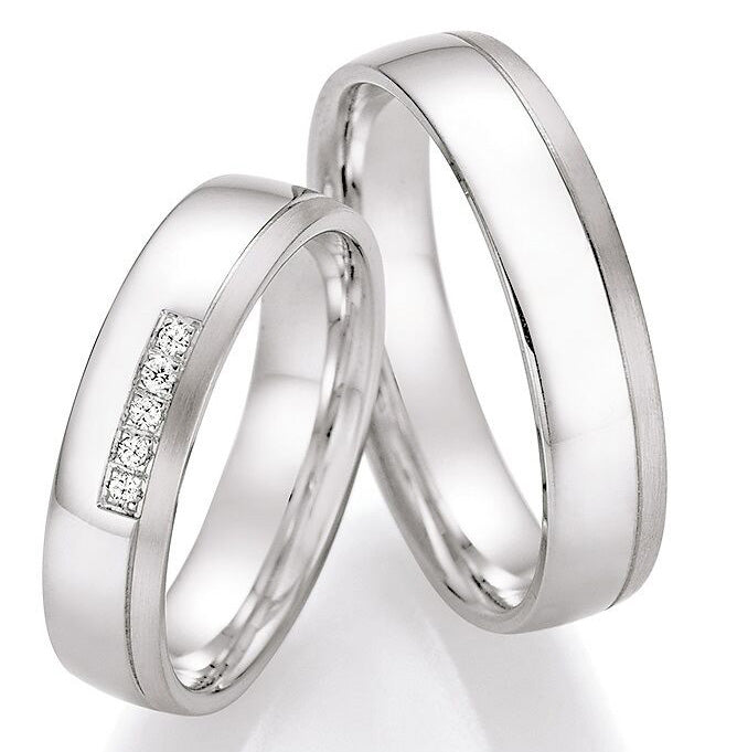 Verlobungsringe, Ehe- Partnerringe aus 925 Silber mit Diamant mit  Gravur | CR 55-30010