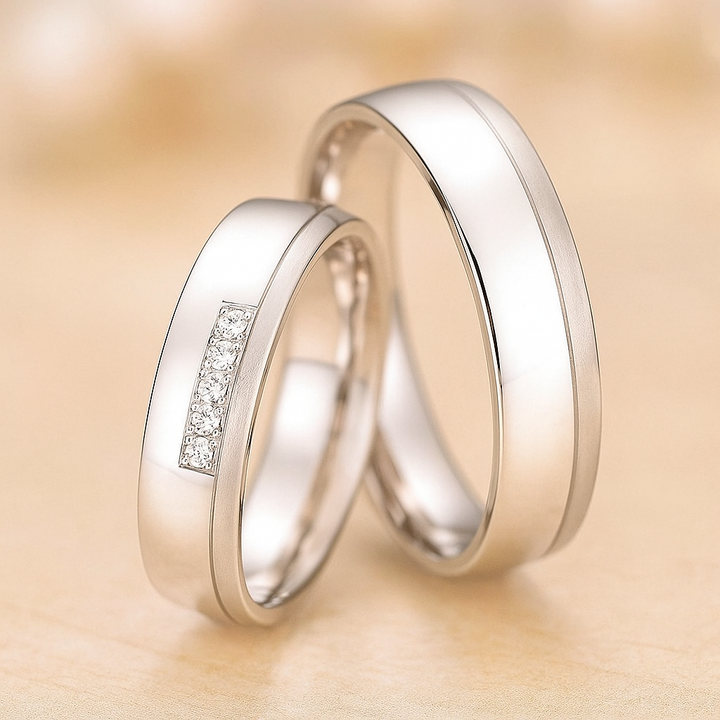 Verlobungsringe, Ehe- Partnerringe aus 925 Silber mit Diamant mit  Gravur | CR 55-30010