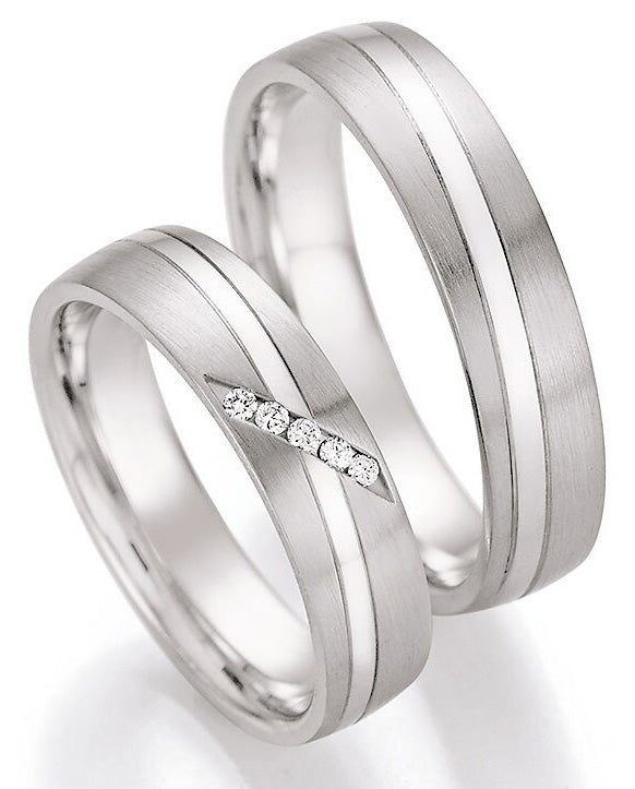 Verlobungsringe, Ehe- Partnerringe aus 925 Silber mit Diamant mit  Gravur | CR 55-30030