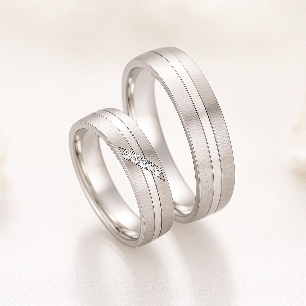 Verlobungsringe, Ehe- Partnerringe aus 925 Silber mit Diamant mit  Gravur | CR 55-30030