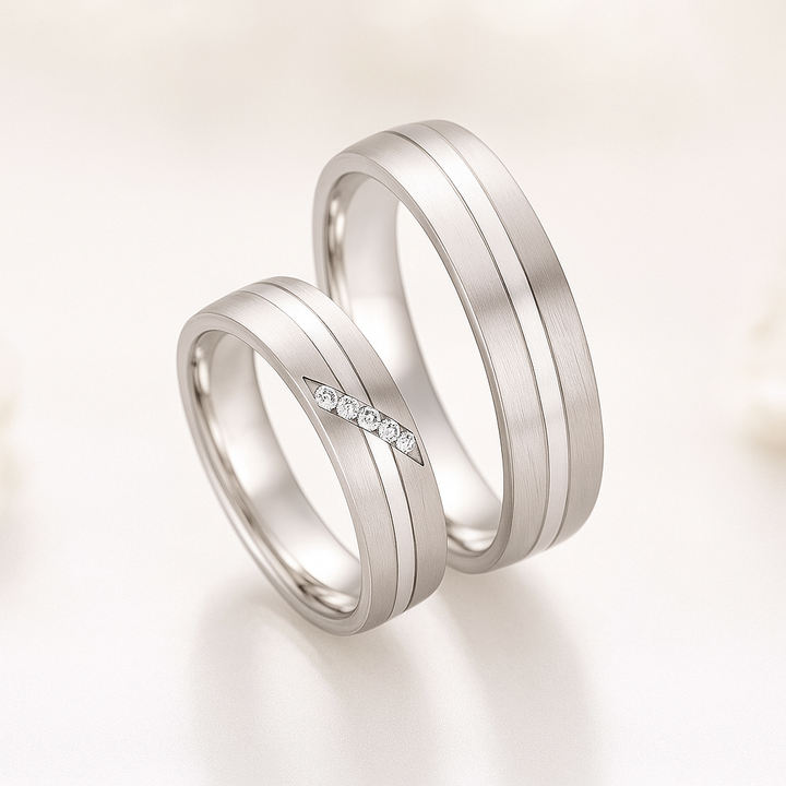 Verlobungsringe, Ehe- Partnerringe aus 925 Silber mit Diamant mit  Gravur | CR 55-30030