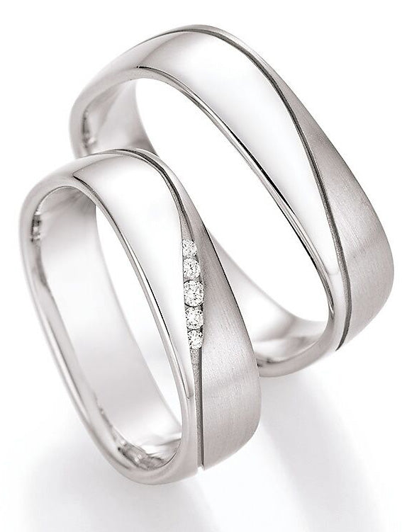 Verlobungsringe, Ehe- Partnerringe aus 925 Silber mit Diamant mit  Gravur | CR 55-30050