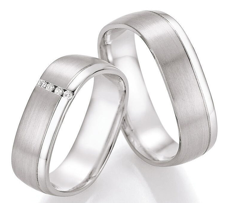 Verlobungsringe, Ehe- Partnerringe aus 925 Silber mit Diamant mit  Gravur | CR 55-30070