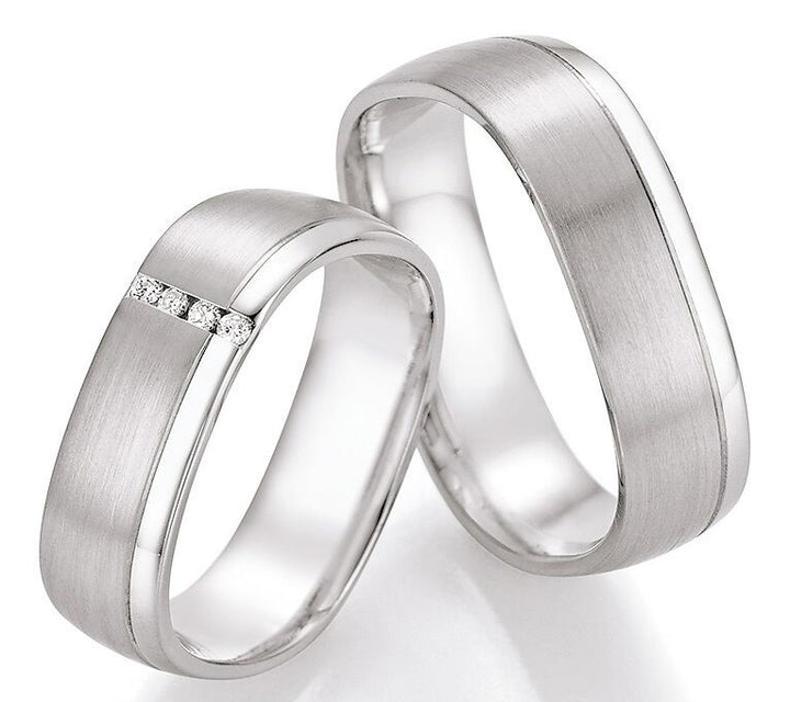 Verlobungsringe, Ehe- Partnerringe aus 925 Silber mit Diamant mit  Gravur | CR 55-30070