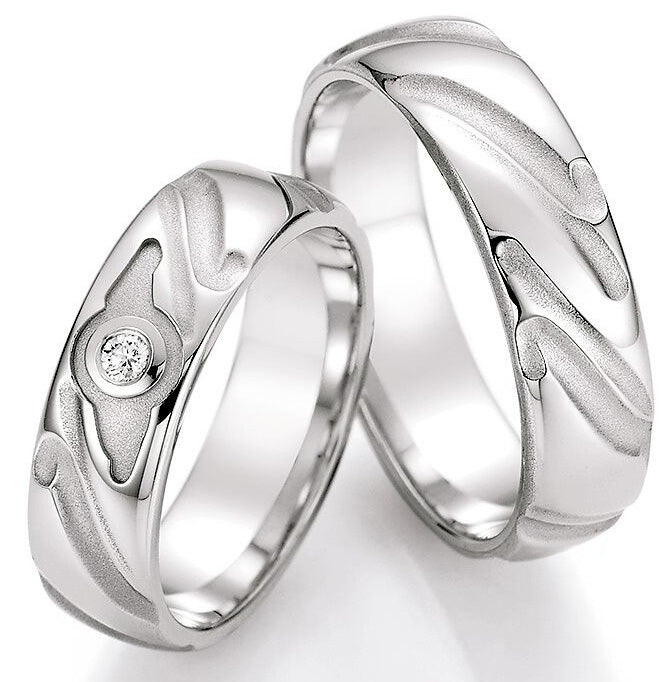 Verlobungsringe, Ehe- Partnerringe aus 925 Silber mit Diamant mit  Gravur | CR 55-30090