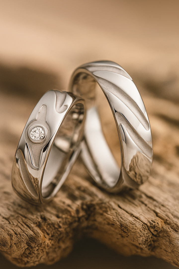 Verlobungsringe, Ehe- Partnerringe aus 925 Silber mit Diamant mit  Gravur | CR 55-30090