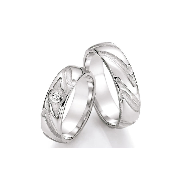Verlobungsringe, Ehe- Partnerringe aus 925 Silber mit Diamant mit  Gravur | CR 55-30090