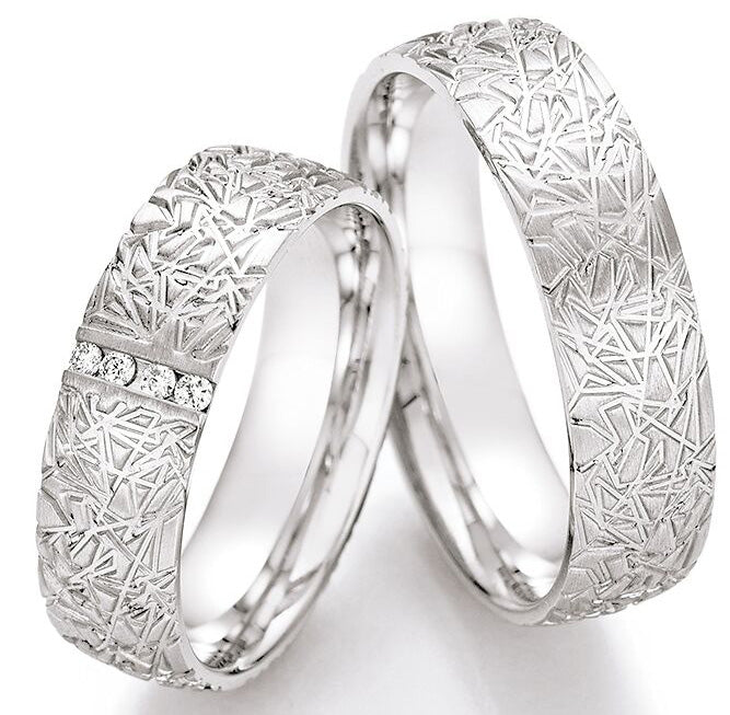 Eheringe aus 925 Sterlingsilber mit Diamant in zeitlosem Design