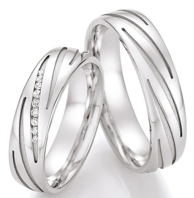 Verlobungsringe, Ehe- Partnerringe aus 925 Silber mit Diamant mit  Gravur | CR 55-30130